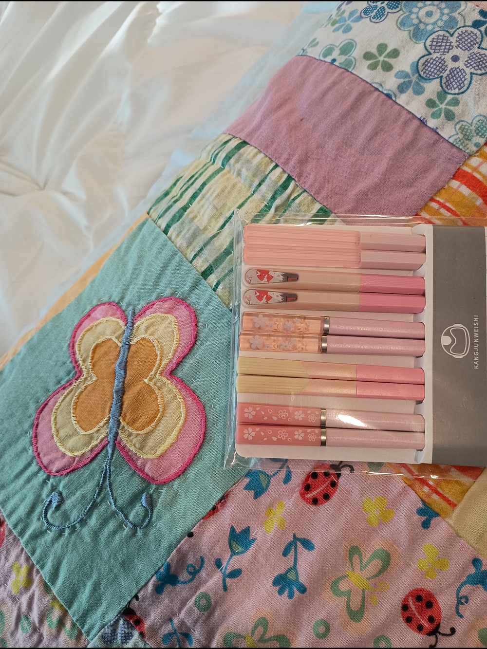Reusable Chopsticks 5 Pair Premium Fiberglass Girl's Night Pink Gift Set FUN! - Picture 4 of 5